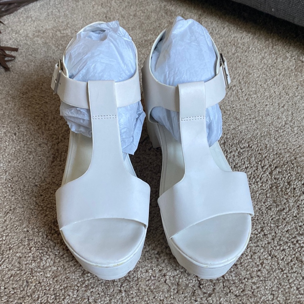 White open toe platforms